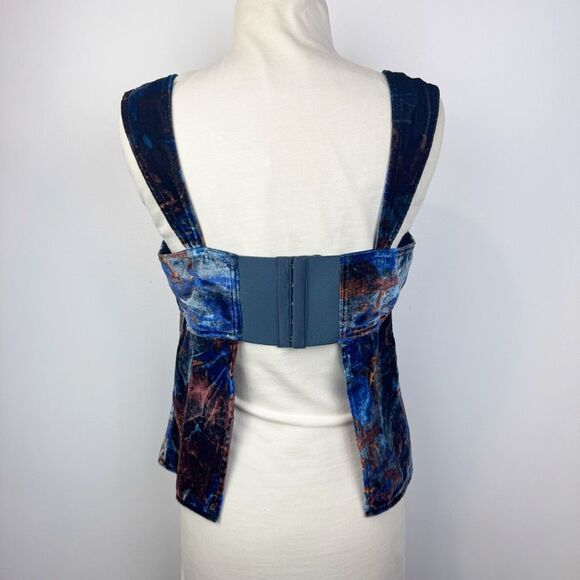 Pilcro Velvet Flyaway Top Blue Burnout Open Back Tank Size M - Picture 5 of 11